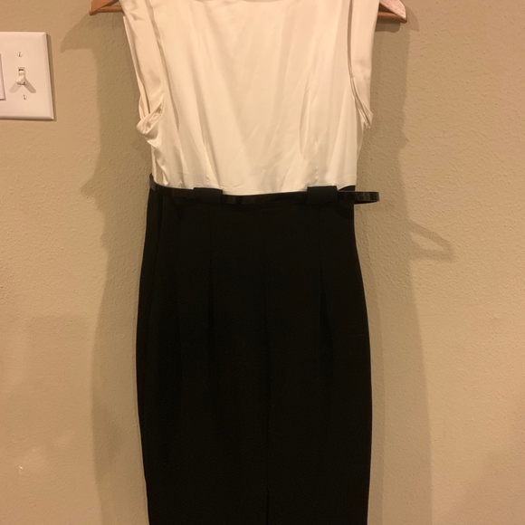 Calvin Klein Silk Women's Ivory Black Dress Size 2 - Picture 5 of 8
